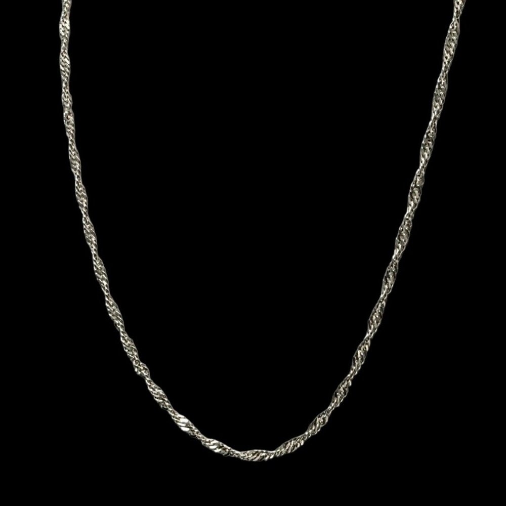 Vintage Italian Sterling Silver Necklace Twisted Chain Link 18" 925 Italy 4.8g